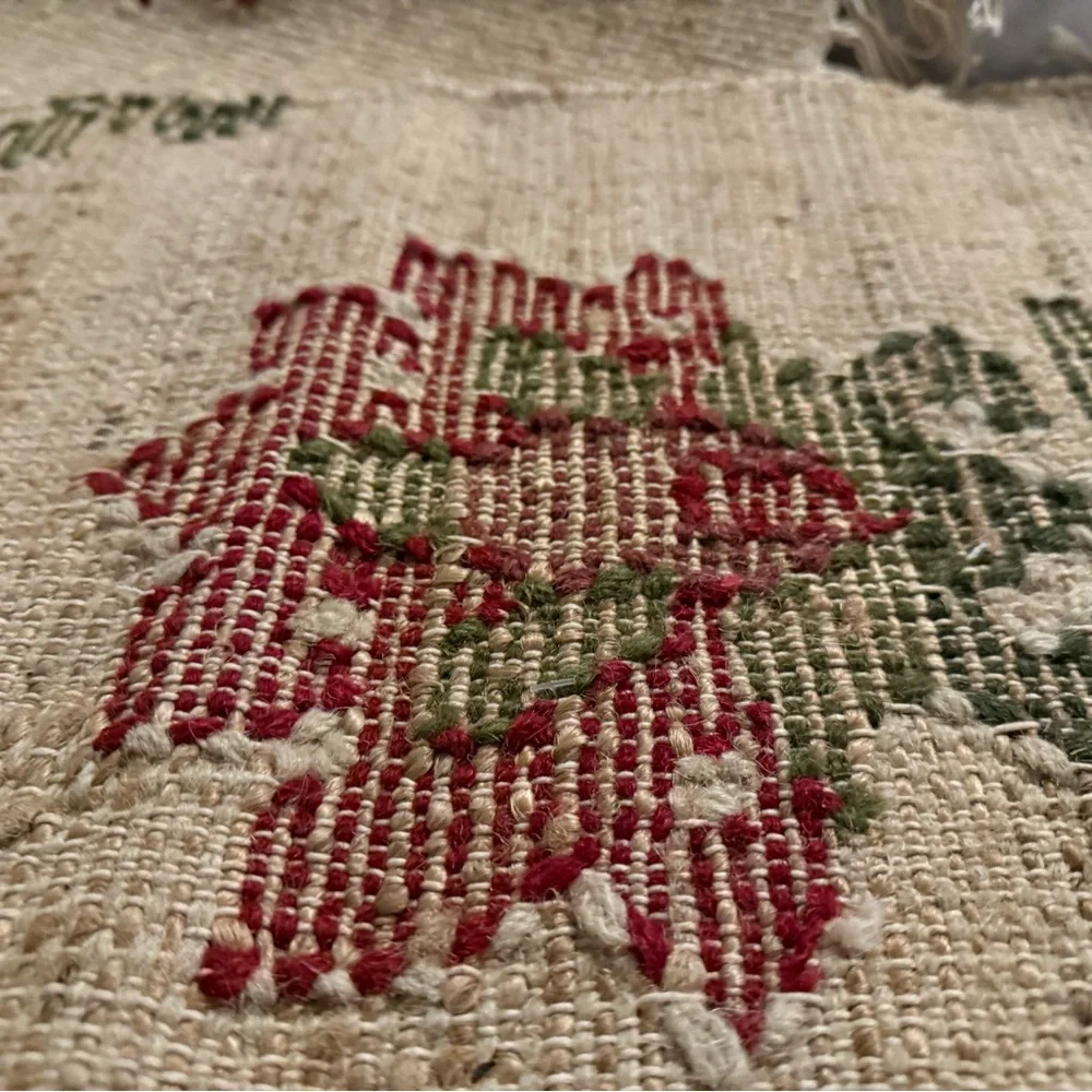 Two New Pottery Barn Retired Floral Kilim Mat with Fringe, 18 X 22”